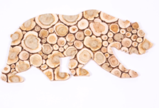 Панно из можжевельника Медведь 100х50 см (правый) ЛБ