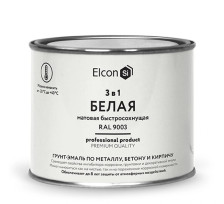 Грунт-эмаль 3 в 1 по ржавчине матовая белая RAL 9003 (0,4 кг) Elcon