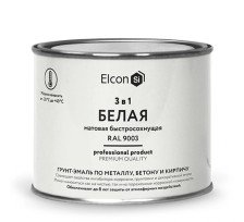 Грунт-эмаль 3 в 1 по ржавчине матовая белая RAL 9003 (0,4 кг) Elcon