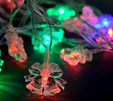 Гирлянда "НИТЬ" 5 м с насадками “Два колокольчика”, Нить Силико LED-20-220V, моргает, МУЛЬТИ 1080397