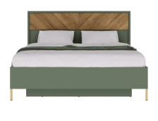 Кровать "Сиена" LOZ 160X200 с ПМ Дымчатый зеленый/Дуб вотан