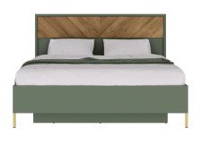 Кровать "Сиена" LOZ 160X200 с ПМ Дымчатый зеленый/Дуб вотан