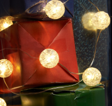 Гирлянда линейная Лед шарики 30 LED 3м 2700K батарейки 3хАА IP 20 шнур 0,5м CL565