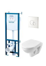 Система инсталляции Santek + унитаз подвесной Бореаль с сиденьем микролифт, кнопка хром ПЭК