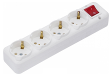 Колодка 4-м с заземлением NE-AD 3018-KА 16А 250В с выключателем