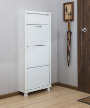 Шкаф обувной Люкс 3 секции, стекло белое, бетон пайн белый