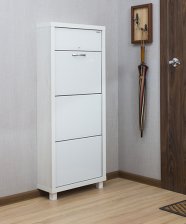 Шкаф обувной Люкс 3 секции, стекло белое, бетон пайн белый