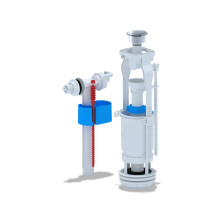 Арматура для унитаза боковой подвод 1/2 пластик, кнопка хром, эконом АНИ WC6050М