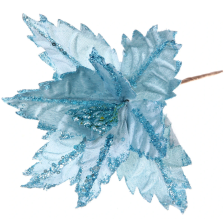 Ветка-декор новогодний Пуансеттия Узоры 24см голубой 107-5795