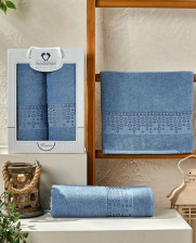 Набор полотенец махровых 2 шт 50х90 + 70х140 Kasmir темно-голубой Two Dolphins