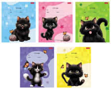 Тетрадь 18 л линия Hatber Черный котик 2564