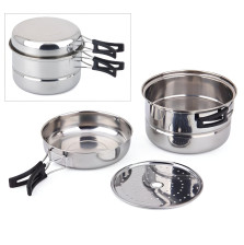Набор походный кастрюля-пароварка 2л, крышка-сковородка 16см, нержавеющая сталь 702033