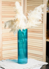 Ваза стеклянная Инфинити h35см, бирюза