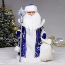 Фигура новогодняя Дед Мороз музыкальный Зимний сон в синей шубке 50см 215-0161