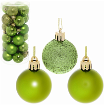 Набор шаров новогодних 4 см 24 шт Микс фактур зеленый 201-0628