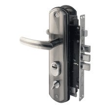 Замок врезной Nora-M с ручкой автомат N300-68 правый (матовый никель-черный никель)