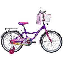 Велосипед NOVATRACK 20", LITTLE GIRLZZ, фиолетовый, тормоз ножной, передняя корзина, зеркало