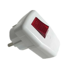 Вилка с заземлением 16А угловая белая с выключателем General 470516