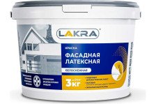 Краска латексная фасадная белоснежная (3кг) Лакра 