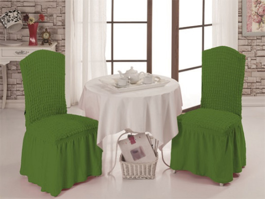 Чехол на стул с оборкой Bulsan зеленый