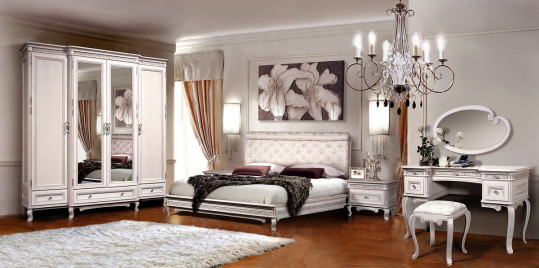 Набор мебели для спальни Фальконе (кровать + 2тумбы +шкаф), дуб, белый/пат, Распродажа