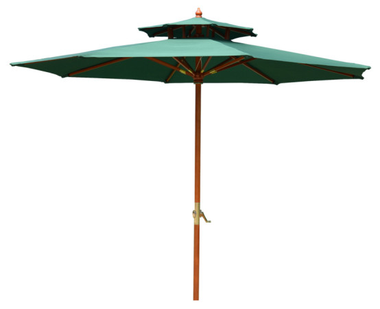 Зонт садовый деревянный D 3,0м темно-зеленый TJWU-006-300-8-48-GN