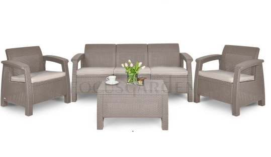 Набор мебели искусственный ротанг AFM-1030A (стол+диван+2 кресла) Brown/Cappuccino
