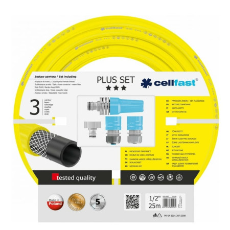 Шланг армированный 1/2х25м с комплектом Cellfast plus 10-290