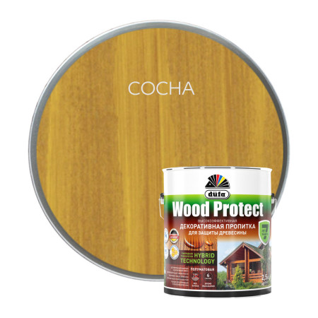 Пропитка Wood Protect для защиты древесины (2,5л) сосна Dufa