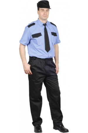 Рубашка охранника короткий рукав синяя размер 40/170-176