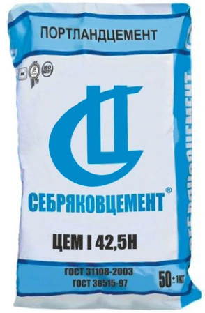 Цемент ЦЕМ I 42,5Н Тара 50кг(М500 Д0 Себряков)