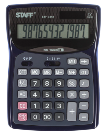 Калькулятор настольный 12 разрядов STF-7312  Staff  двойное питание185х140 мм 250190