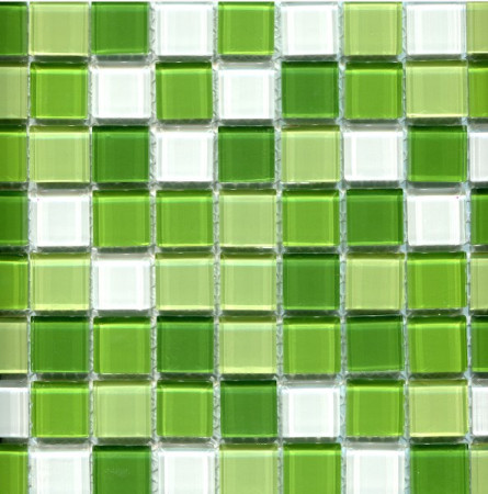 Мозаика стеклянная  (300х300х4) СВ606 бело-зеленый микс (Elada Mosaic, Китай)