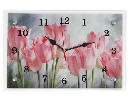Часы настенные "Розовые тюльпаны" 20х30см 1172936