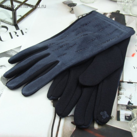 Перчатки женские короткие искусственная замша/текстиль без размера синие 3525995