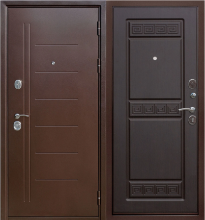 Дверь входная Трио Медный антик/венге 860х2050 Правая (10см)