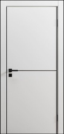 Полотно дверное ДГ600 "Line" 1 софт белый гладкий Al-black (ВДК)