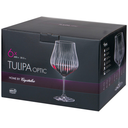 Набор бокалов для вина Crystalex Bohemia 6 шт 600 мл Tulipa optic 674-877