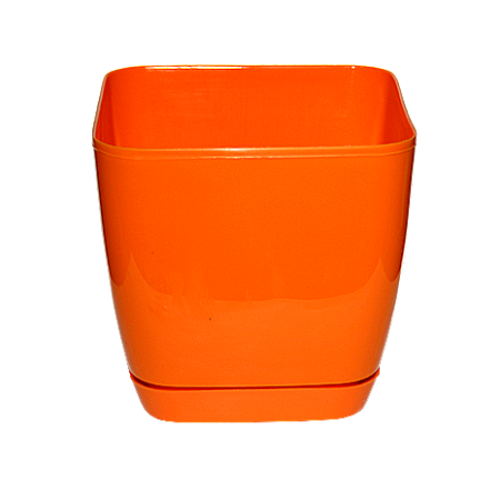 Кашпо с поддоном Тоскана квадратное 17х16,5, 3,7л, ярко-оранжевый