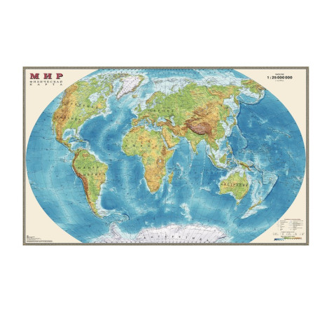 Карта настенная Мир физическая 122х79 см