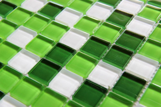 Мозаика стеклянная  (300х300х4) СВ606 бело-зеленый микс (Elada Mosaic, Китай)