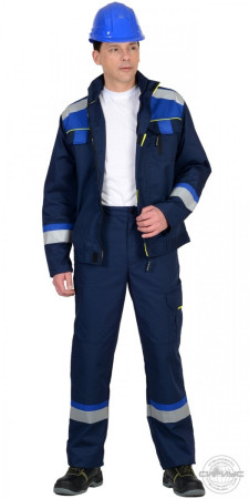Куртка Бостон темно-синий/васильковый и черный отделка размер 56-58/194-200