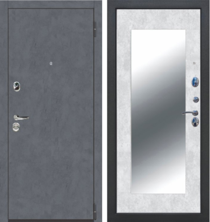 Дверь входная Монтана Зеркало/бетон снежный 860х2050 Левая (9см)
