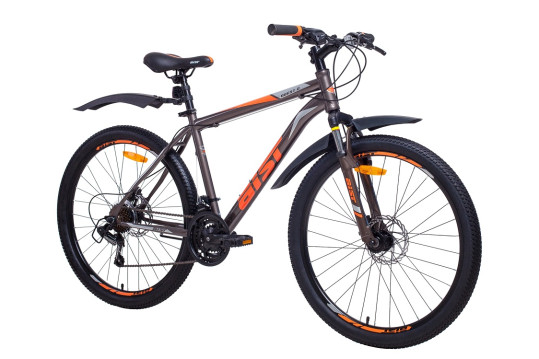 Велосипед горный Aist Quest Disc 21 скорость, сталь рама 20",графитово-оранжевый ( 26")