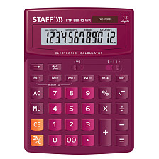 Калькулятор настольный 12 разрядный STF-888-12-WR Staff двойное пит 200х150 мм бордовый