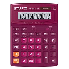 Калькулятор настол. 12 разр. STF-888-12-WR Staff двойное пит. 200х150 мм бордовый