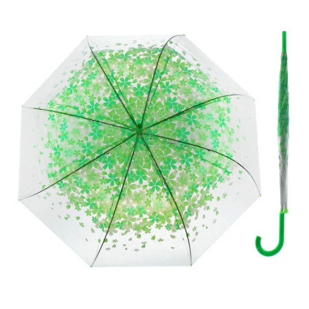 Зонт-трость полуавтомат d120 прозр Цветы зелен 1767777