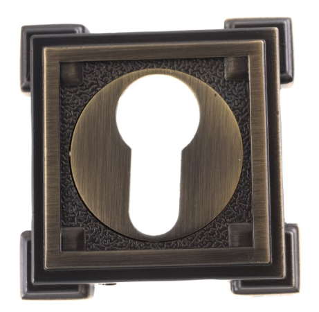 Накладка на цилиндр RENZ бронза античная матовая квадратная ДЕКОР