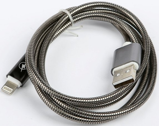 Шнур USB,1 А, 1 м, оплётка металл, серый 2360715