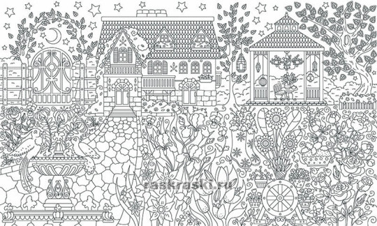 Раскраска-плакат Домик в цветочном саду 60х100 см 